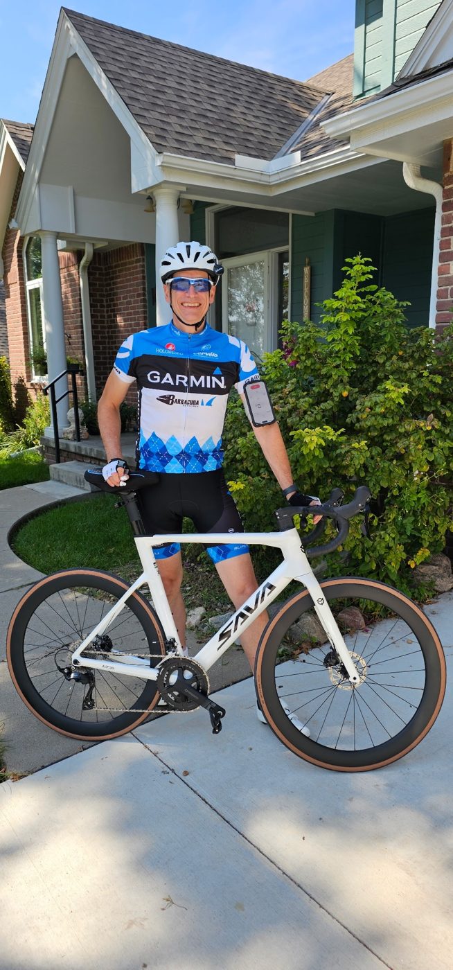 Wayne Kennedy with his carbon-fiber road bike